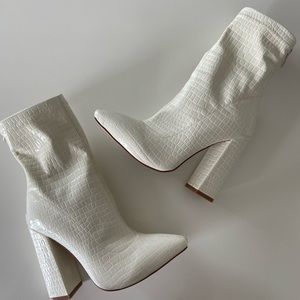 White Croc Booties